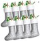 8 Pack Large Grey and White Christmas Stockings Decorations with Plush Faux Fur Cuff 15 Inch Xmas Family Socks for Christmas Family Holiday Party Decor